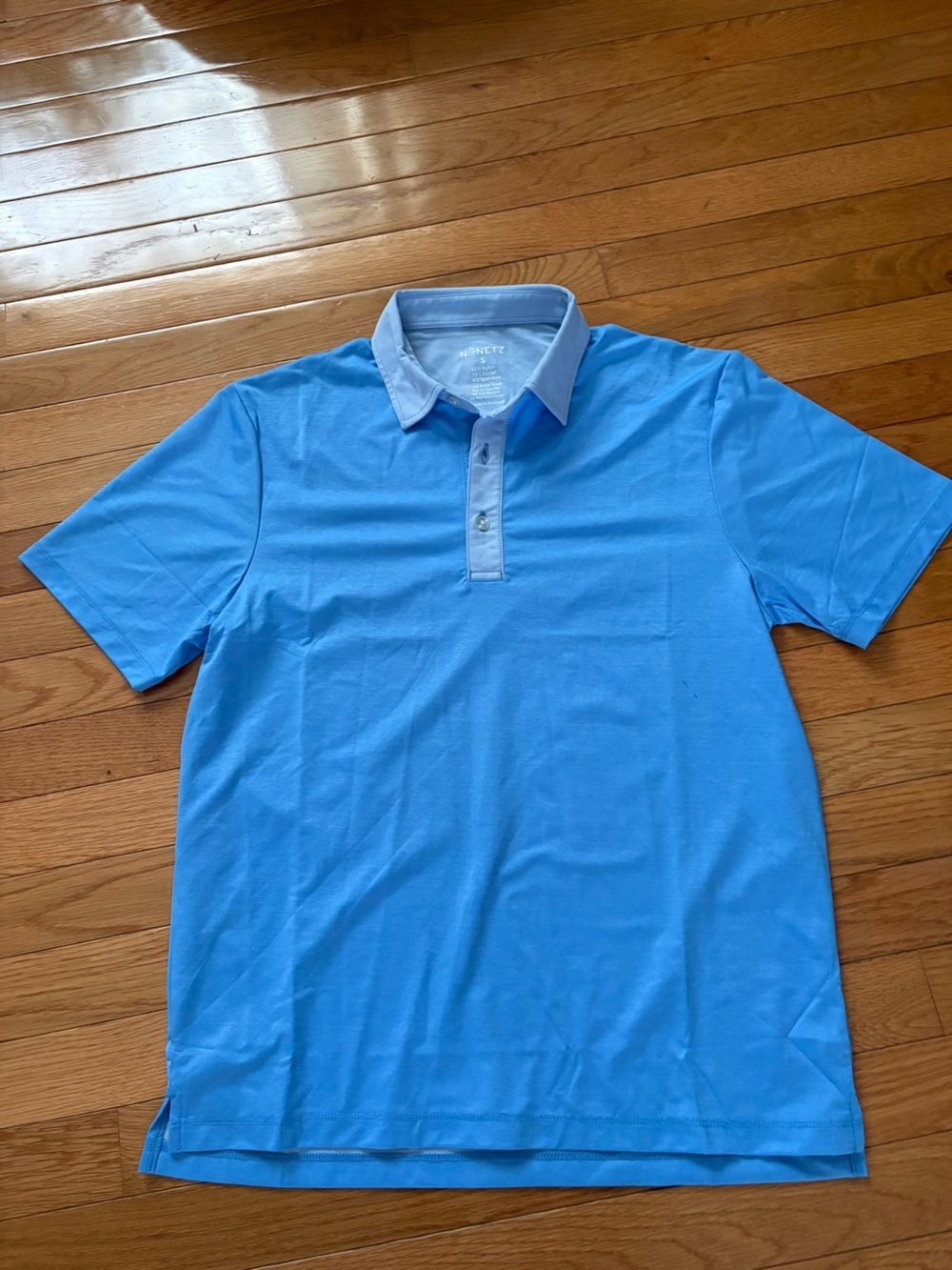 Light Blue Short-Sleeve Polo with Contrast Collar -
